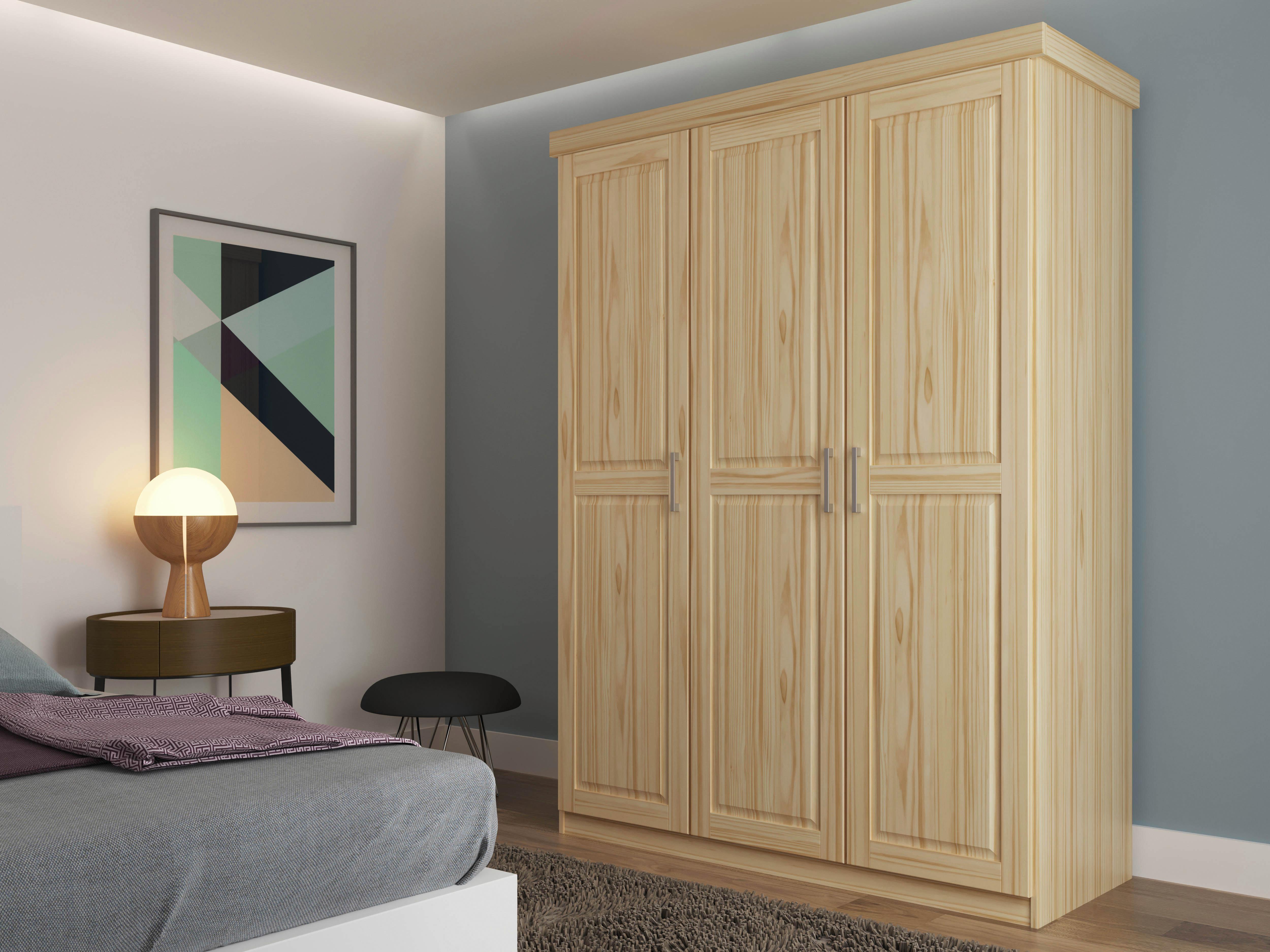 Drehtürenschrank Pelle ca. 140x190x55 cm Naturfraben - Silberfarben/Naturfarben, LIFESTYLE, Holz/Kunststoff (140/190/55cm) - MID.YOU