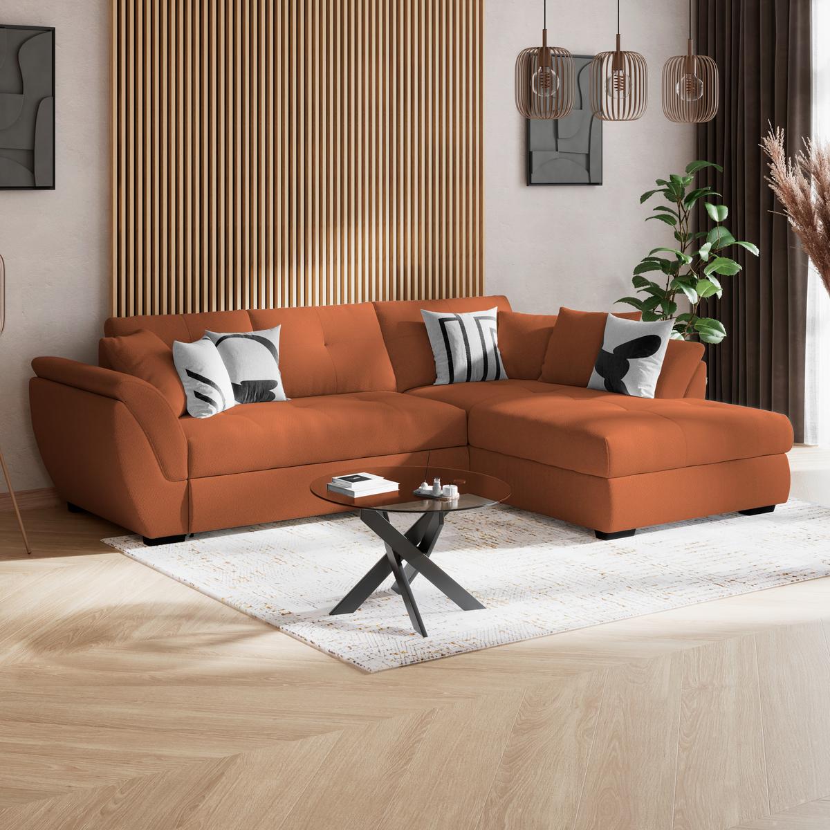 Kutna Garnitura Berisso - crna/terakota, Konvencionalno, tekstil (278/187cm) - Ondega