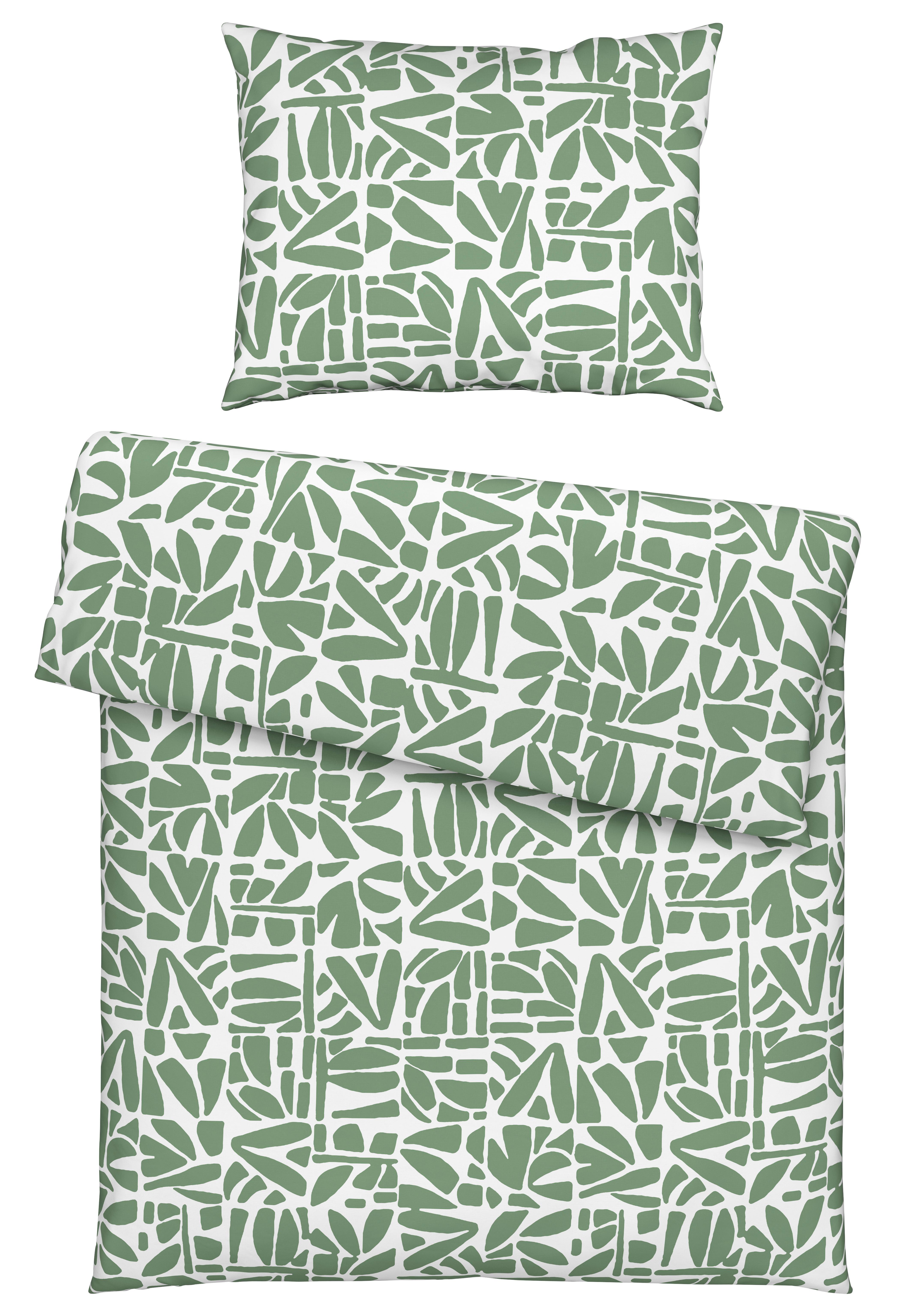 Bettwäscheset Britta - Weiss/Grün, Modern, Textil (160/210cm) - Mömax