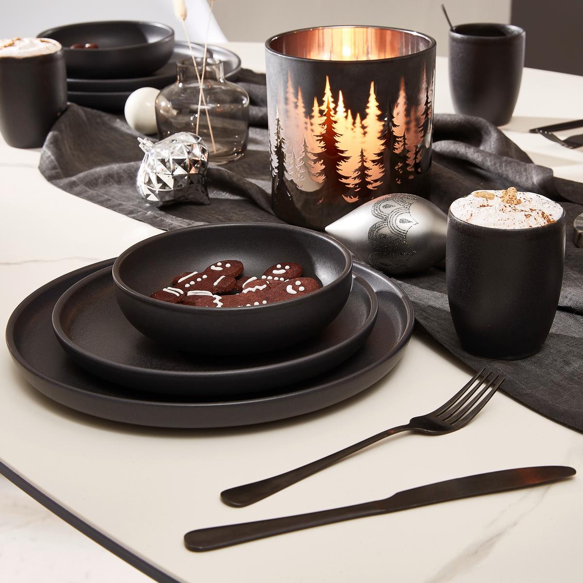 SERWIS OBIADOWO-ŚNIADANIOWY UNO BLACK - czarny, Konventionell, ceramika - Creatable