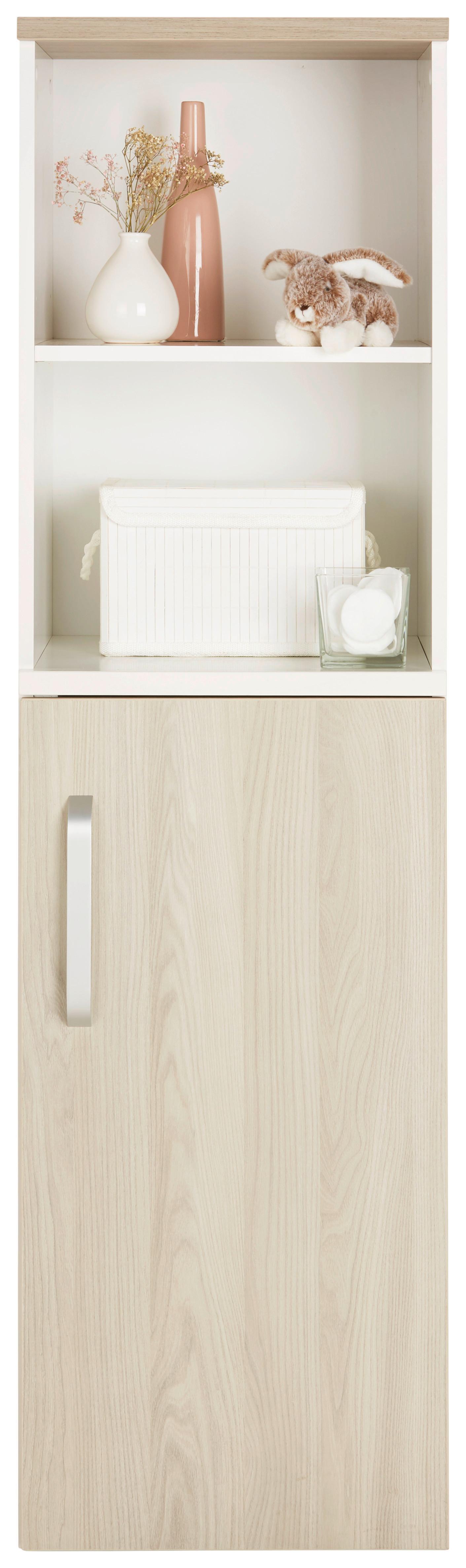 Regal Weiss/Naturfarben - Silberfarben, Konventionell, Holzwerkstoff/Metall (45/159/41cm) - Premium Living