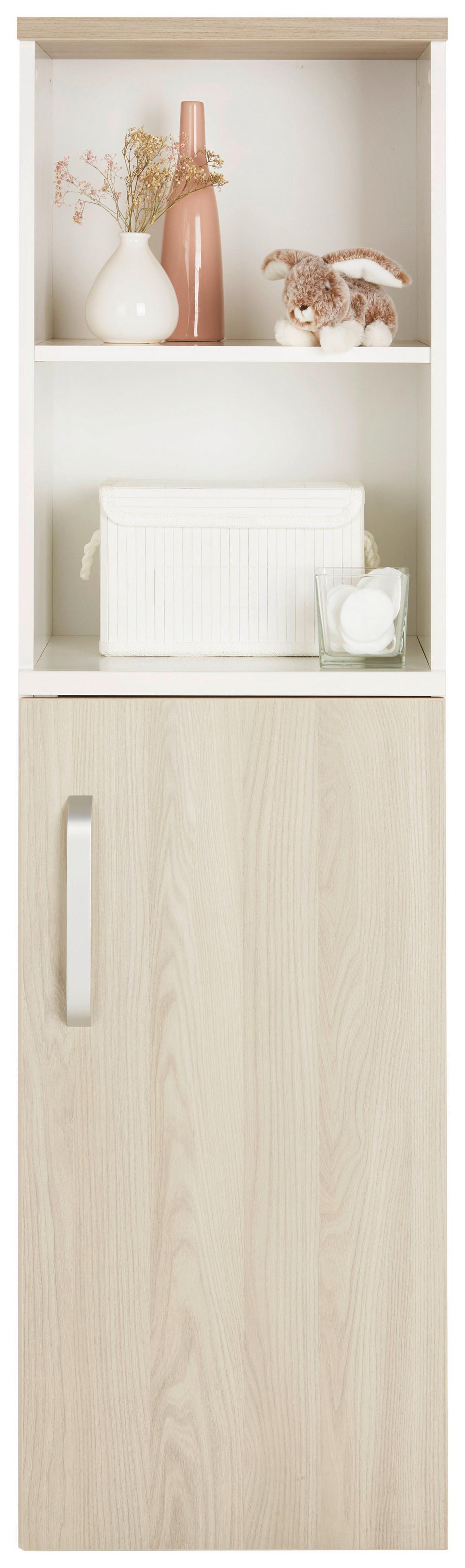 Regal Weiss/Naturfarben - Silberfarben, Konventionell, Holzwerkstoff/Metall (45/159/41cm) - Premium Living