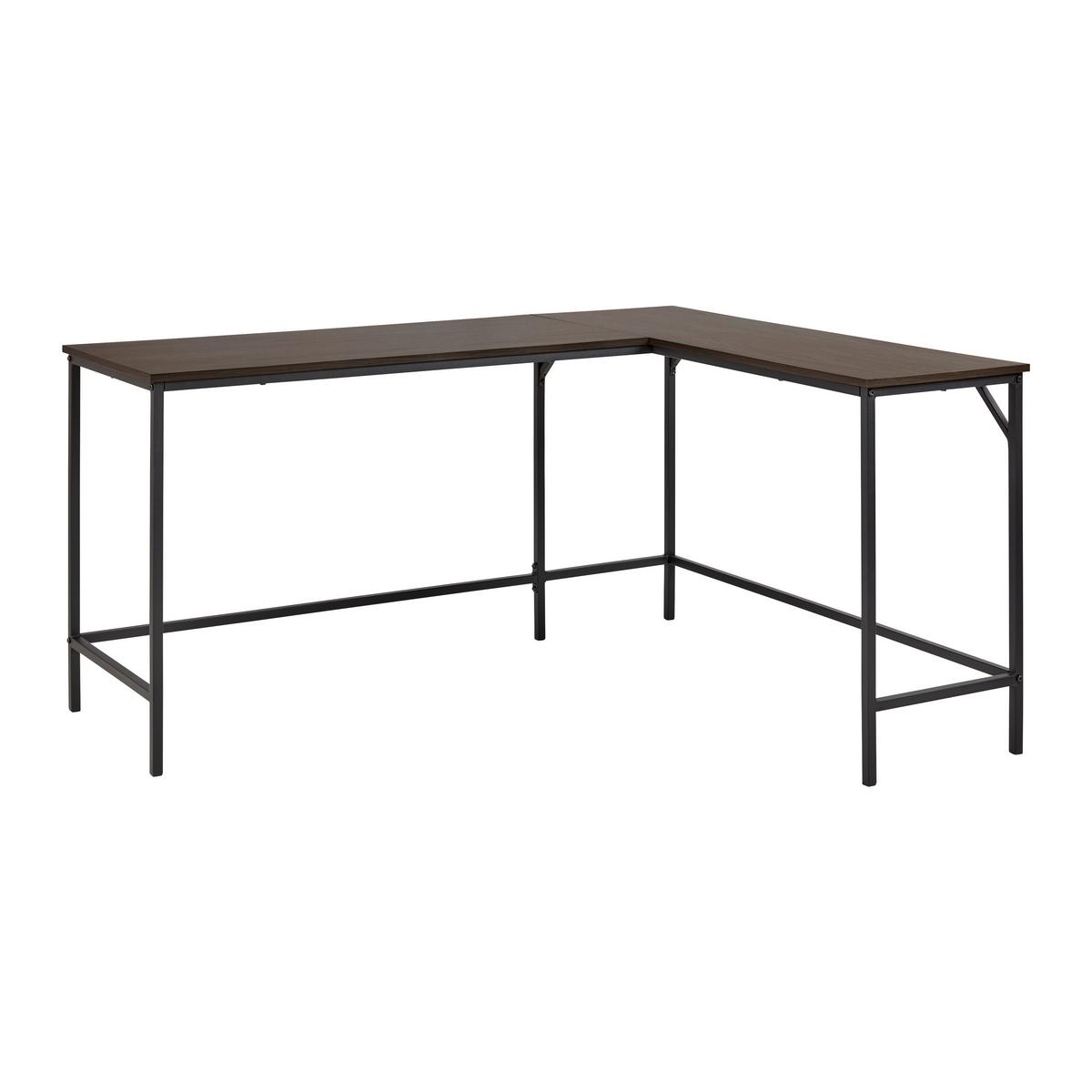 Eckschreibtisch Anabela Walnuss MDF ca. 120/150x50 cm - Walnussfarben/Schwarz, MODERN, Metall (120/150/50/75cm) - Bessagi Home