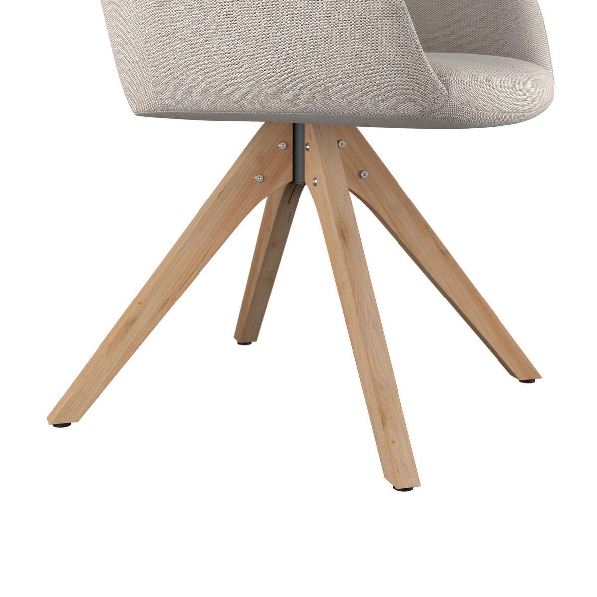 Naslanjač Woody, Bež, Vrtljiv - bež/naravne barve, Trend, tekstil/les (64/83/61cm)