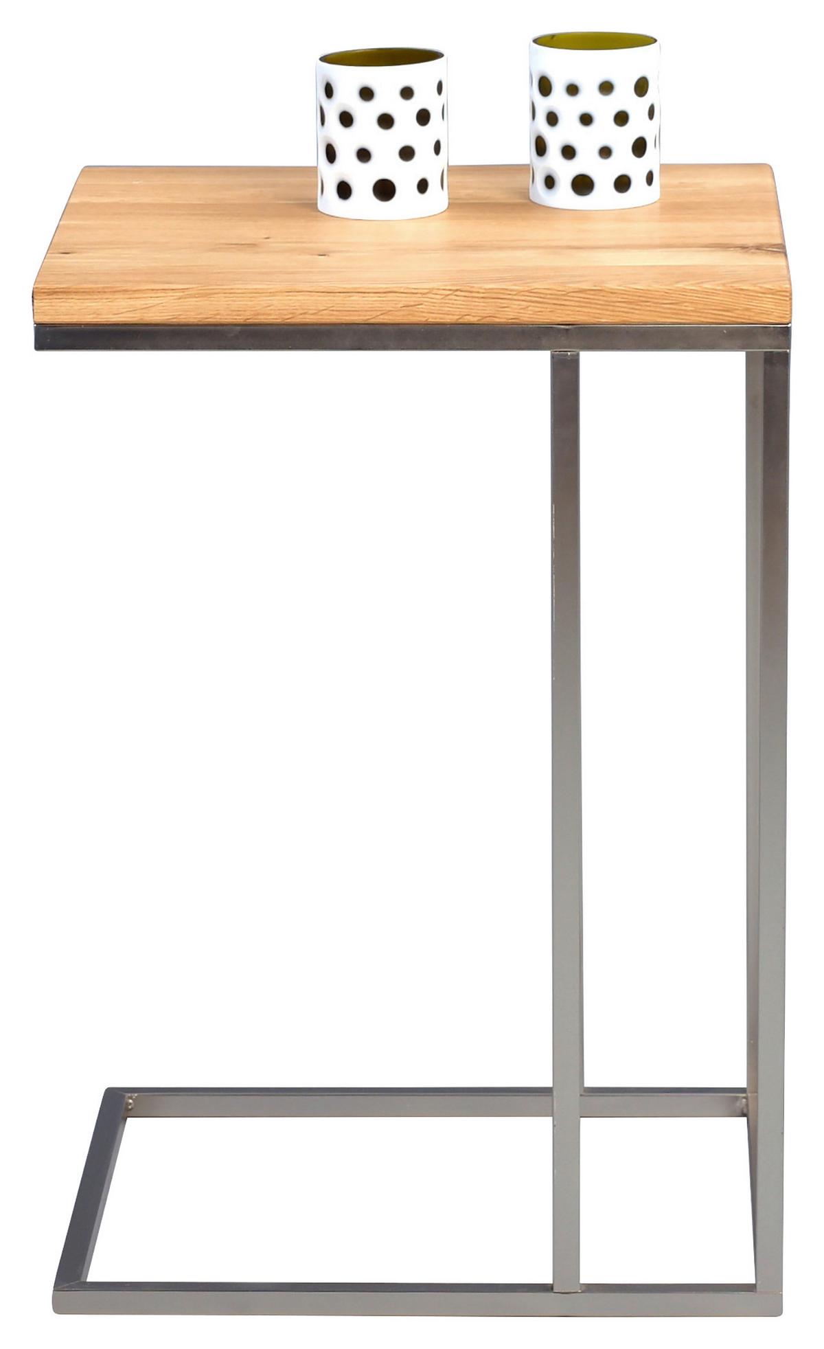 STOLIK BOCZNY FINN - kolor dębowy/kolor stalowy, Design, metal/drewno (38/43/62cm)