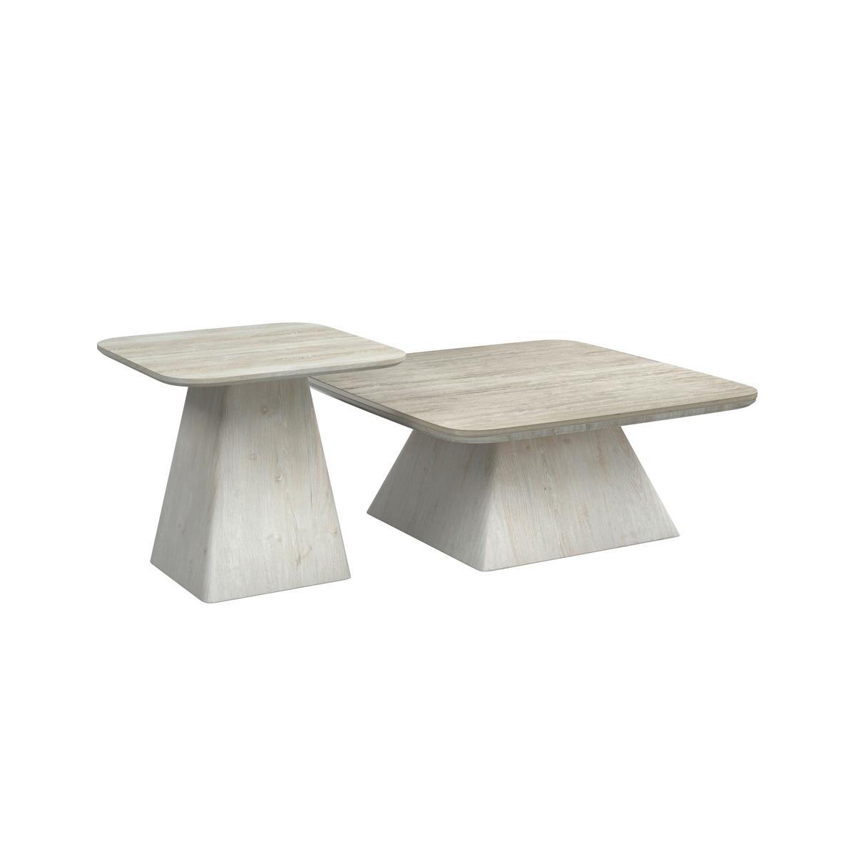 Couchtisch Thiago Creme 2-er Set MDF/Stein - Creme, MODERN, Holzwerkstoff/Stein - Bessagi Home