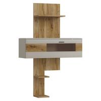 Fali Polcos Elem Romy - tölgyfa színű/szürke, Design, faalapú anyag/Üveg (120/186,5/41,1cm)