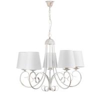 Kronleuchter Pompei Weiß max. 6 Watt - Weiß, KONVENTIONELL, Textil/Metall (70/70/115cm)