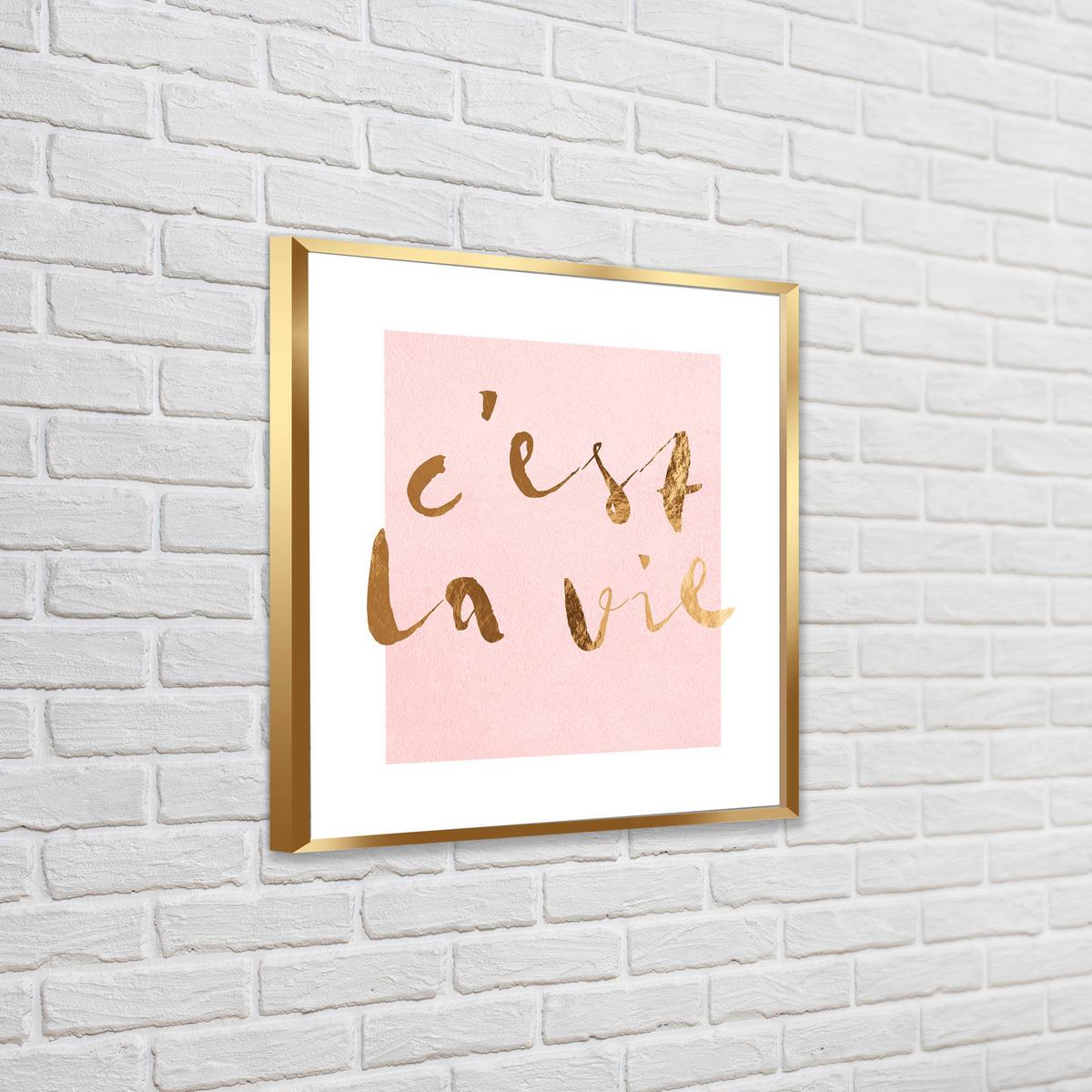 Bild Vous II ca. 30x30cm - Pink/Goldfarben, Holzwerkstoff/Papier (30/30cm) - Modern Living