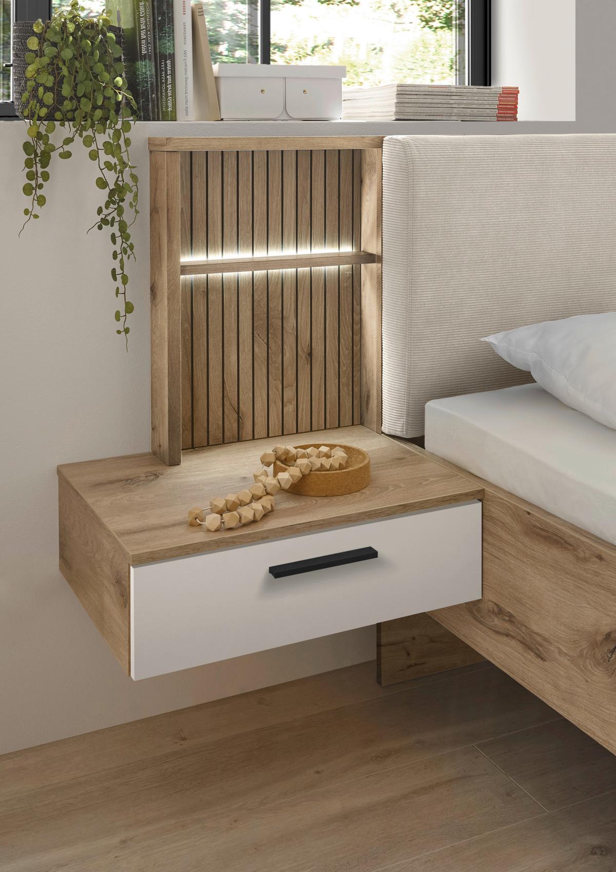 Posteljna Garnitura Daria, Bela, Barva Hrasta, 180x200cm - barve hrasta/bela, Moderno (180/200cm) - P & B