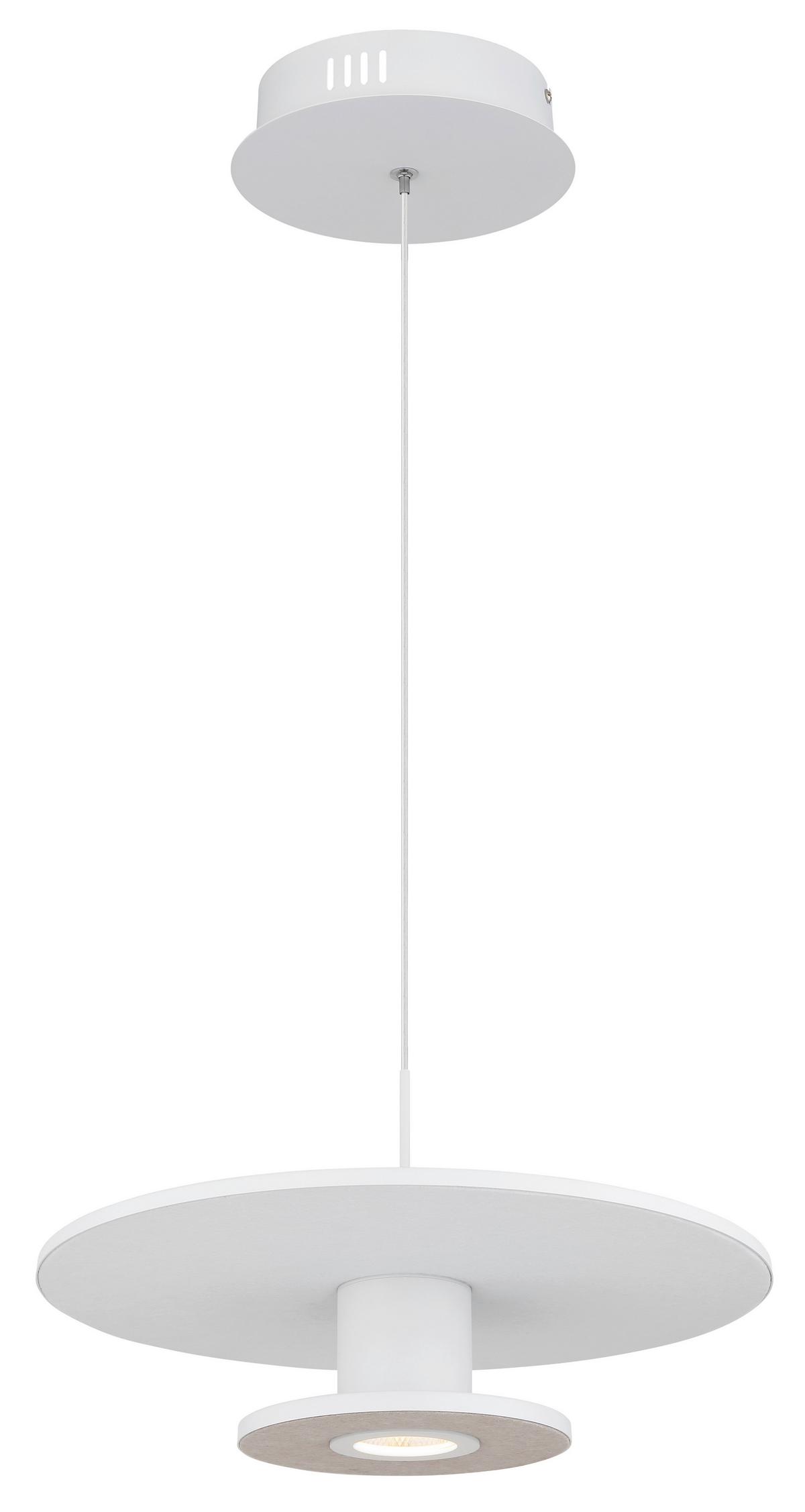 LED-Hängeleuchte Carter Weiß max. 24 Watt - Beige/Hellgrau, Basics, Kunststoff/Textil (38/150cm) - Globo