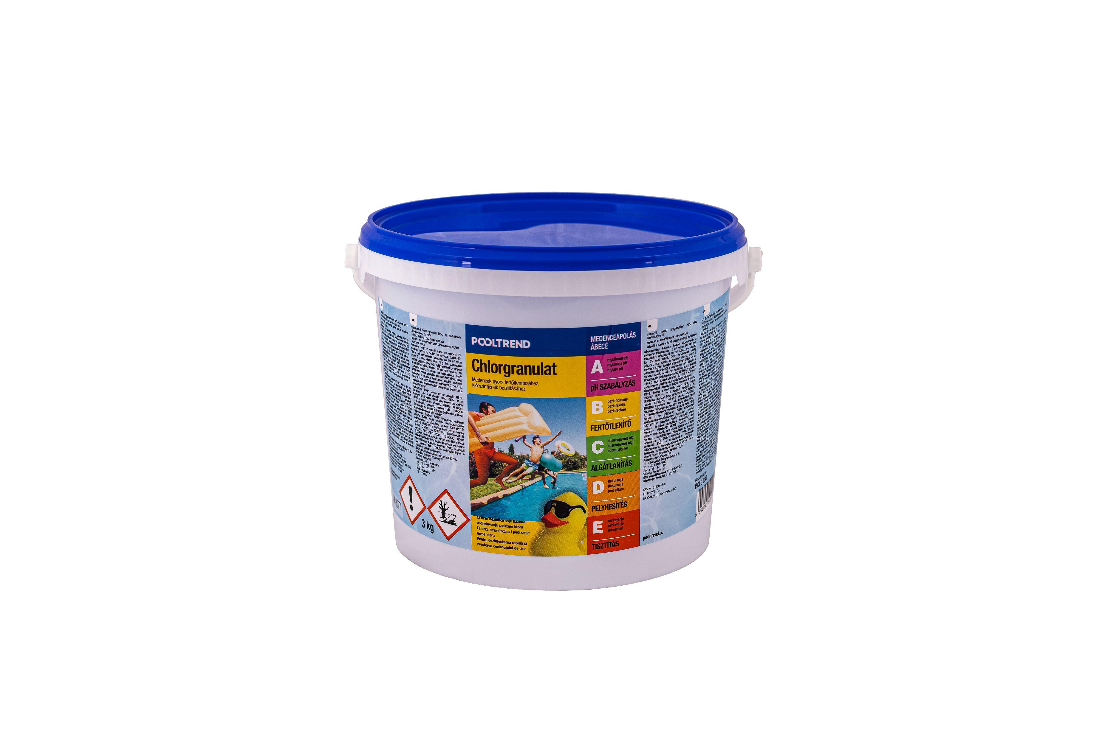 Klórgranulátum Kb. 3kg P.clg 030 - világoskék/piros, műanyag (3cm)