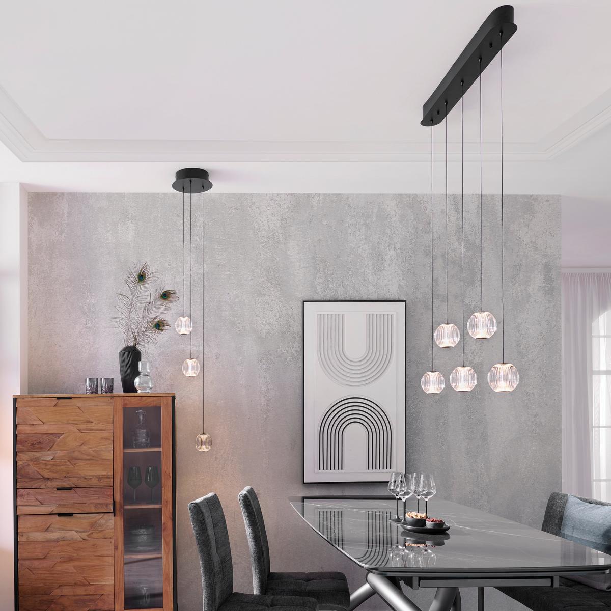 LAMPA WISZĄCA LED NEW YORK *DK* - przejrzysty/czarny, Design, tworzywo sztuczne/metal (25/150cm) - Dieter Knoll