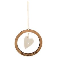 Dekohänger Kylie Naturfarben/Weiß - Weiss/Naturfarben, Konventionell, Keramik/Holzwerkstoff (9,5/9,5/0,5cm) - Mömax
