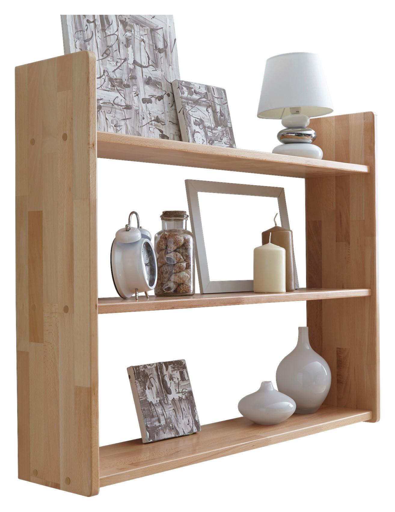 Wandregal Simone Echtholz - Buchefarben, Basics, Holz (90/74/20cm) - Livetastic