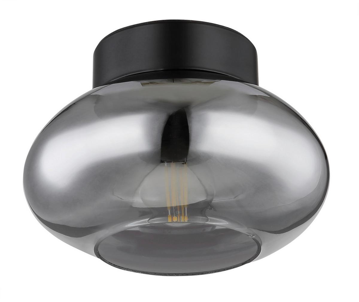 Deckenleuchte Shaun in Schwarz max. 40 Watt - Schwarz, Design, Glas/Metall (18/13cm) - Globo