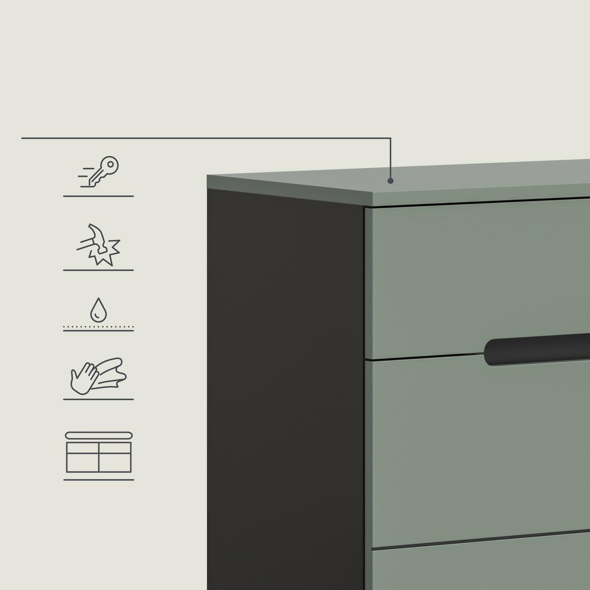 Predsoba Canu, Sivozelena, Z Blazino, 6-Delna - siva/sivozelena, Design, leseni material (255/190/37cm) - Livetastic