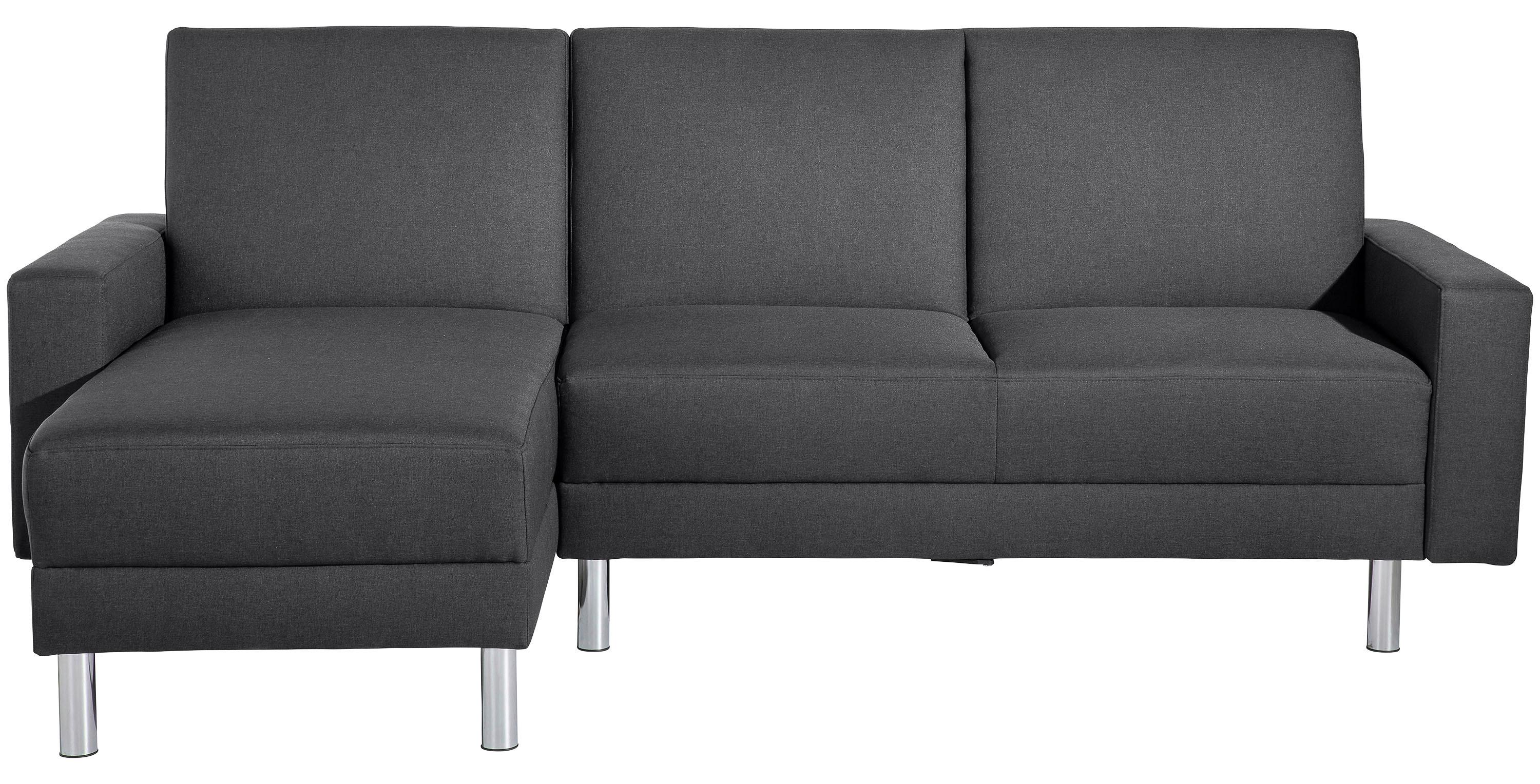 ECKSCHLAFSOFA JUST FASHION - Chromfarben/Graphitfarben, KONVENTIONELL, Textil/Metall (152/230cm) - Max Winzer