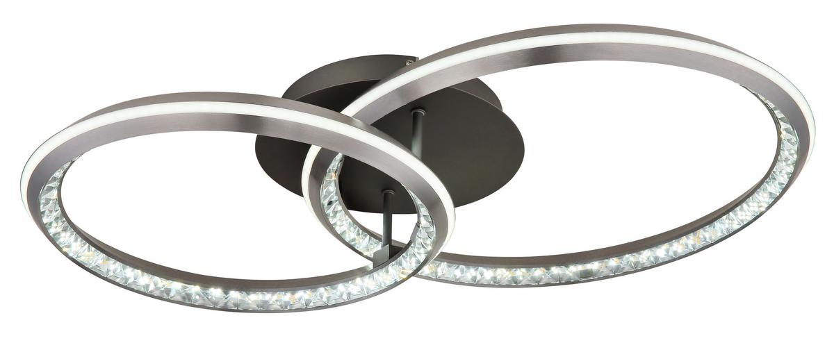 LED-DECKENLEUCHTE 67329-50 ALAINA - Opal/Grau, Design, Kunststoff/Metall (75/50/14cm) - Globo