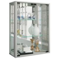 Hängevitrine Udina in Silberfarben - Silberfarben/Schwarz, MODERN, Glas/Holz (60/80/25cm) - MID.YOU