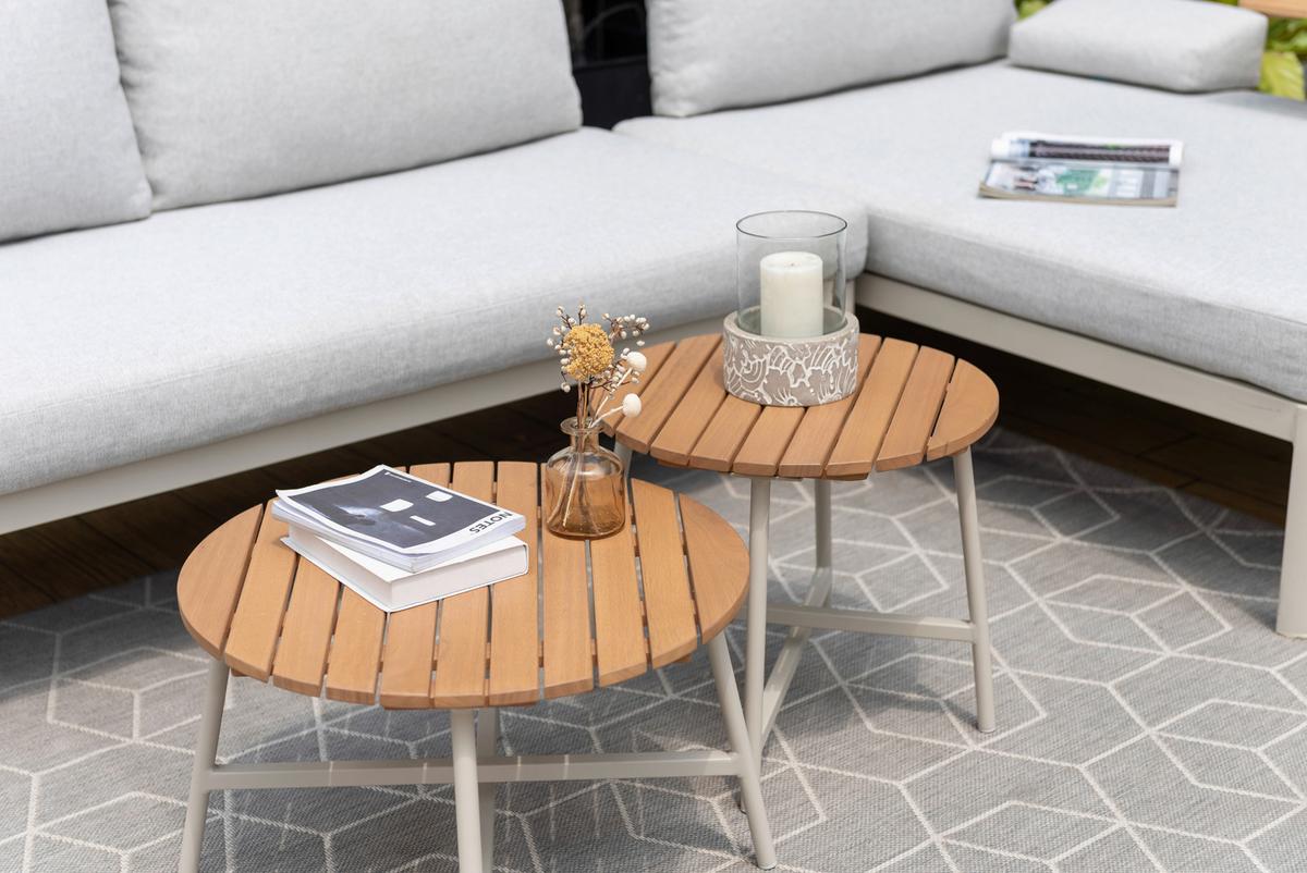 Loungegarnitur Lou Hellgrau/Hellbraun, 4-teilig - Hellbraun/Hellgrau, MODERN, Holz/Textil (61,7/61,7/35,1cm)