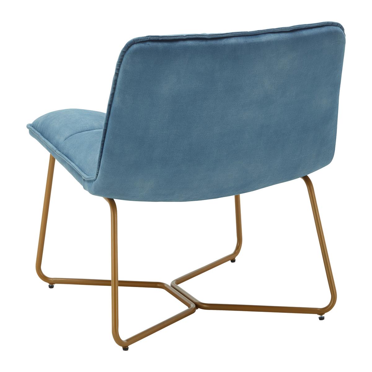 Sessel Rina Blau Samt Gepolstert - Blau/Goldfarben, MODERN, Holz/Textil (67/76,5/69,5cm) - Bessagi Home