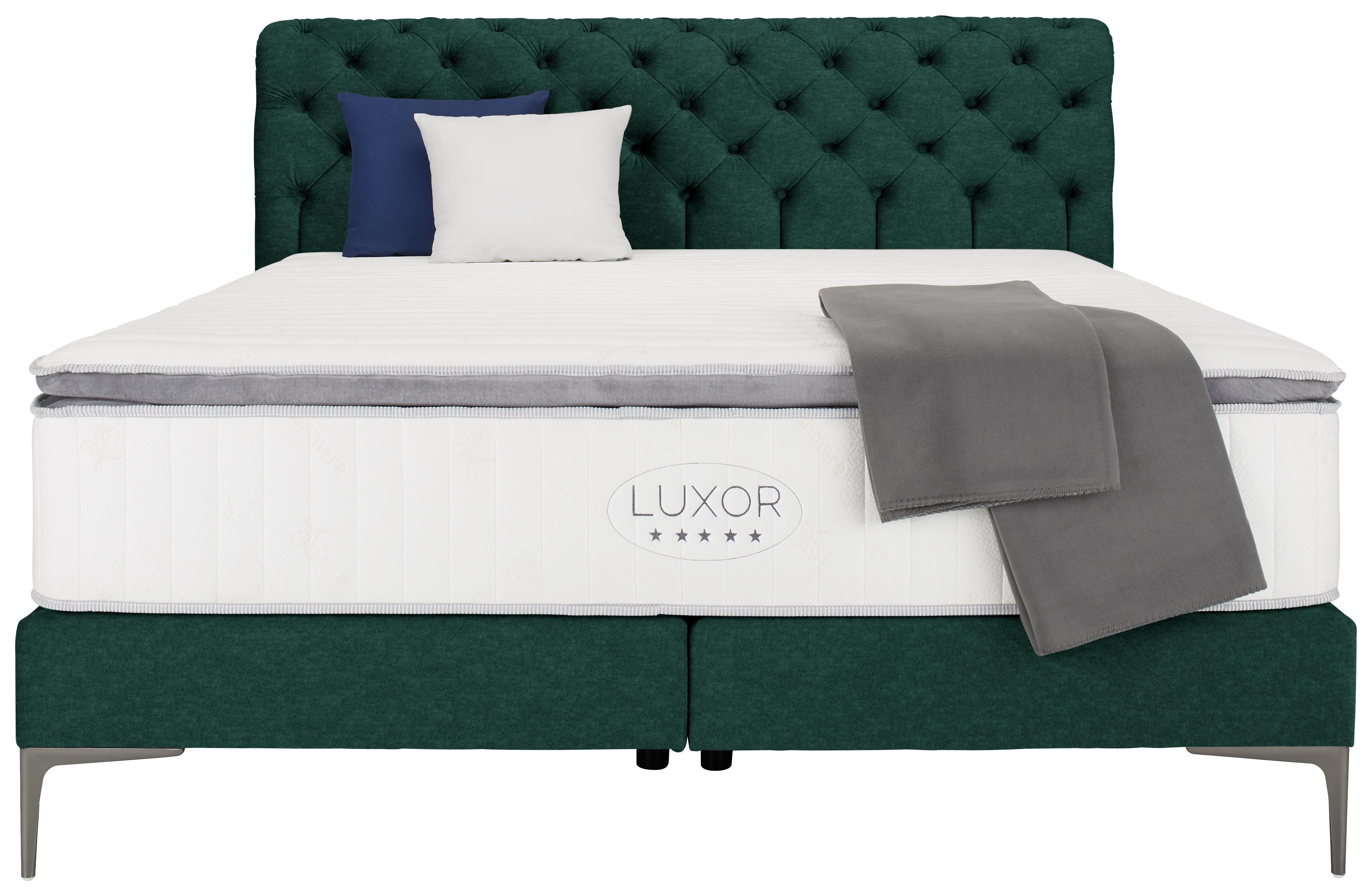 Boxspringbett ca. 180x200cm - Schwarz/Grün, ROMANTIK / LANDHAUS, Holz/Holzwerkstoff (180/200cm) - Premium Living