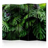 Paravan Rainforest I, 5-Delni, Dvostranski - svetlo modra/črna, Basics, tekstil/les (225/172/3cm) - artgeist