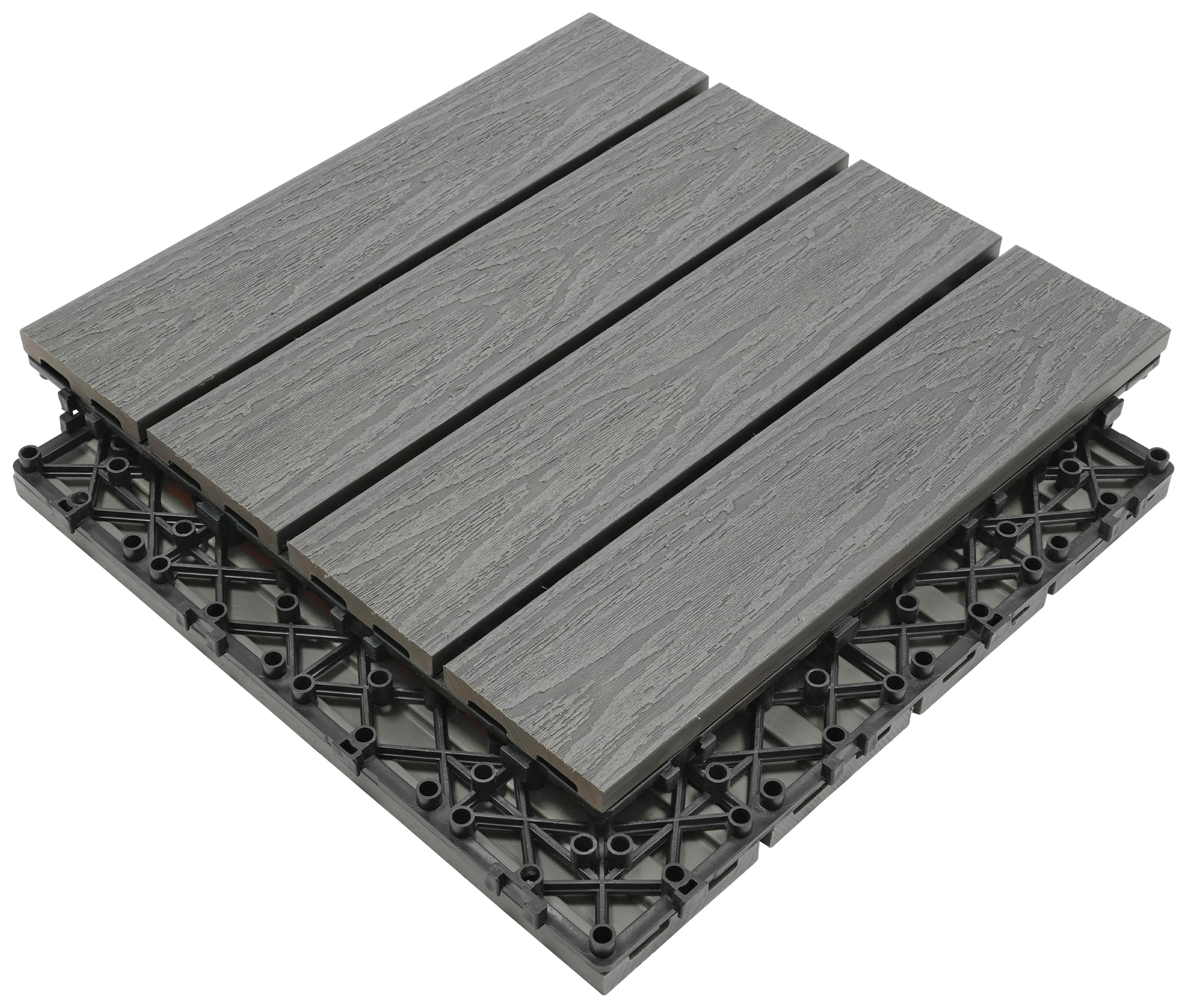 PŁYTKA TARASOWA PREMIUM 11ER SET - szary, materiał drewnopochodny (30/30/2,1cm) - Ambia Garden