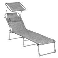 Sonnenliege Großer Liegesessel Hellgrau ca. 53x29,5x193cm - Hellgrau/Grau, Basics, Textil/Metall (53/29.5/193cm) - Modante