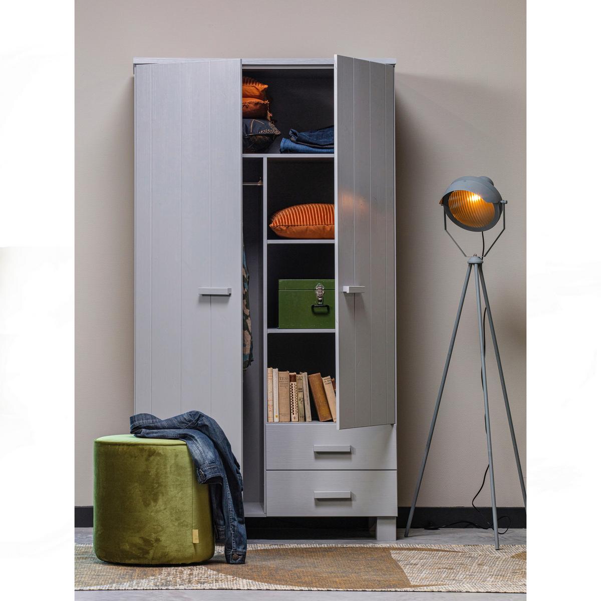 Garderobenschrank Dennis Grau - Grau, Design, Holz (111/202/55cm) - Livetastic