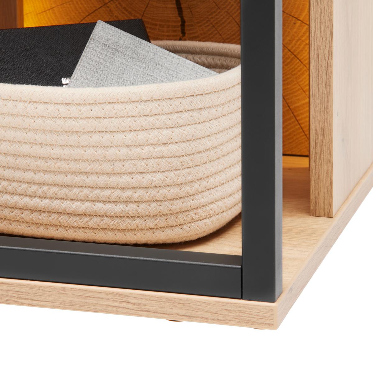Garderobenschrank Florenz Grau/Eiche Artisan - Schwarz/Eiche Artisan, Modern, Glas/Holzwerkstoff (79/196,2/37,3cm) - Premium Living
