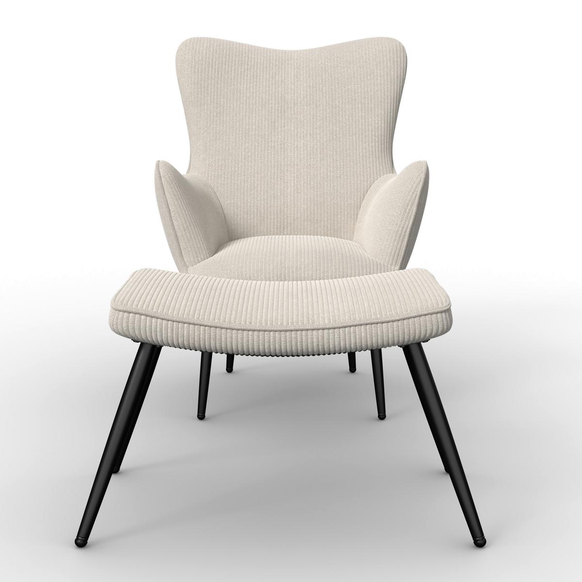 SCAUN DE RELAXARE AURORA - crem/negru, Modern, lemn/metal (68/98/74cm) - Bessagi Home