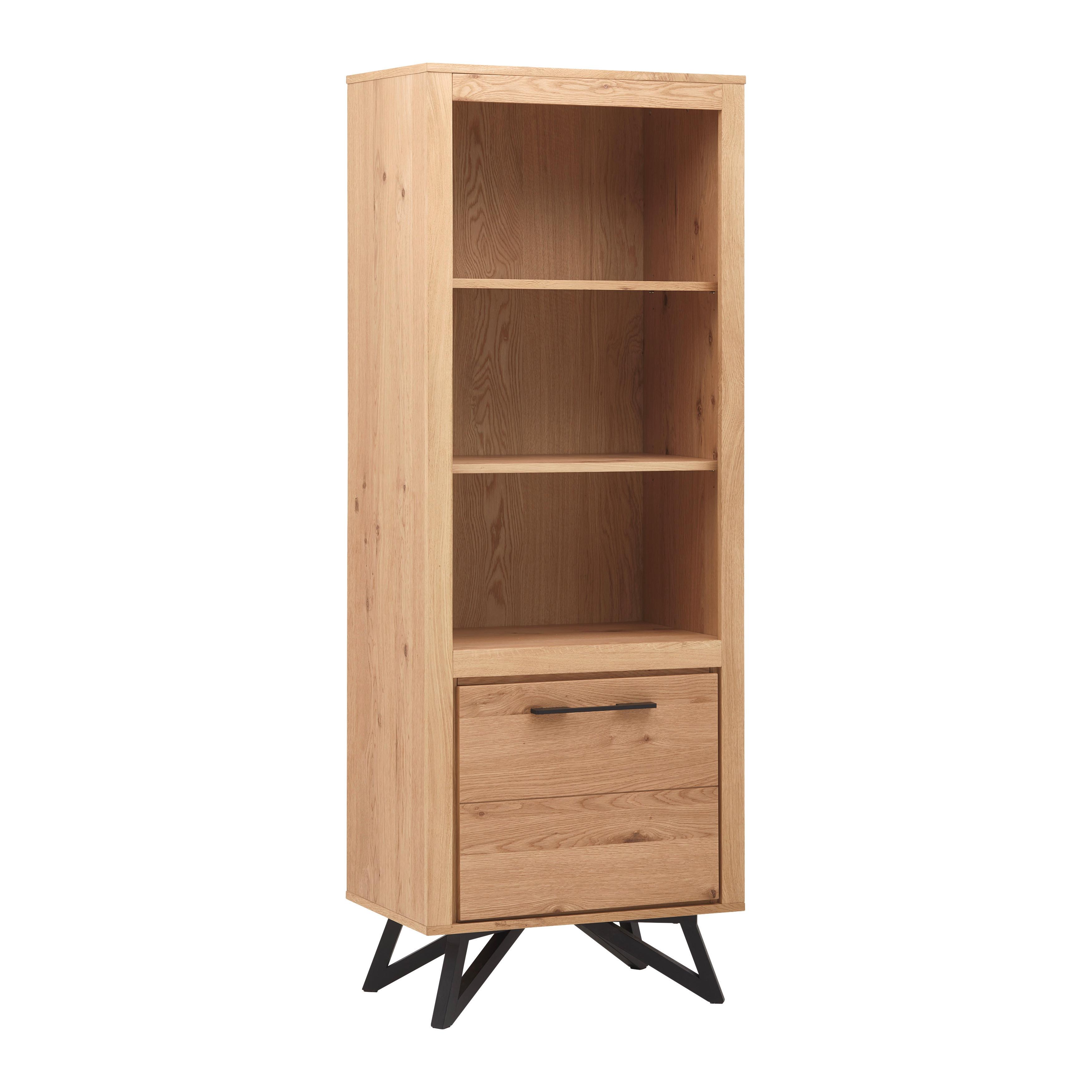 WITRYNA EMILIO - kolor dębowy/czarny, Modern, metal/drewno (65/175/40cm) - Bessagi Home