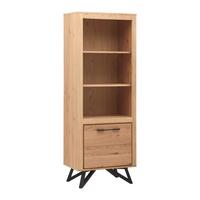 Vitrine Emilio Eichefarben/Schwarz MDF - Eichefarben/Schwarz, MODERN, Holz/Metall (65/175/40cm) - Bessagi Home