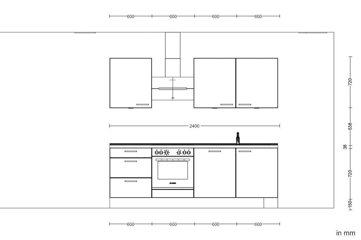 Küchenblock Cascada High m. Geräten Schilfgrün - Schilfgrün/Eichefarben, MODERN, Holzwerkstoff/Metall (240cm) - Nobilia
