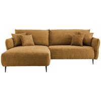 Wohnlandschaft Vanilla Goldfarben Cord - Goldfarben/Schwarz, Design, Textil/Metall (178/264-302cm) - Livetastic