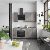 Küchenblock Riva High m. Geräten Schieferfarben - Schieferfarben/Edelstahlfarben, MODERN, Holzwerkstoff/Metall (180cm) - Nobilia