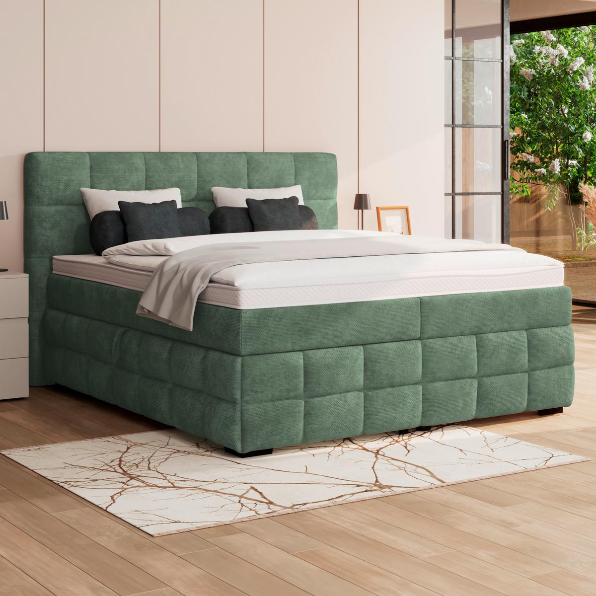 Box Krevet Vega - zelena/boje mente, Trend, tekstil/drvo (200/200cm) - Modern Living