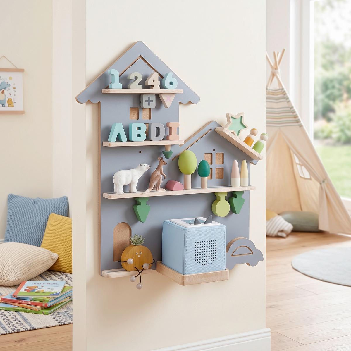 Kinderregal in Grau MDF ca. 55,8x60x18 cm - Grau, MODERN, Holz/Holzwerkstoff (55,8/60/18cm) - MID.YOU