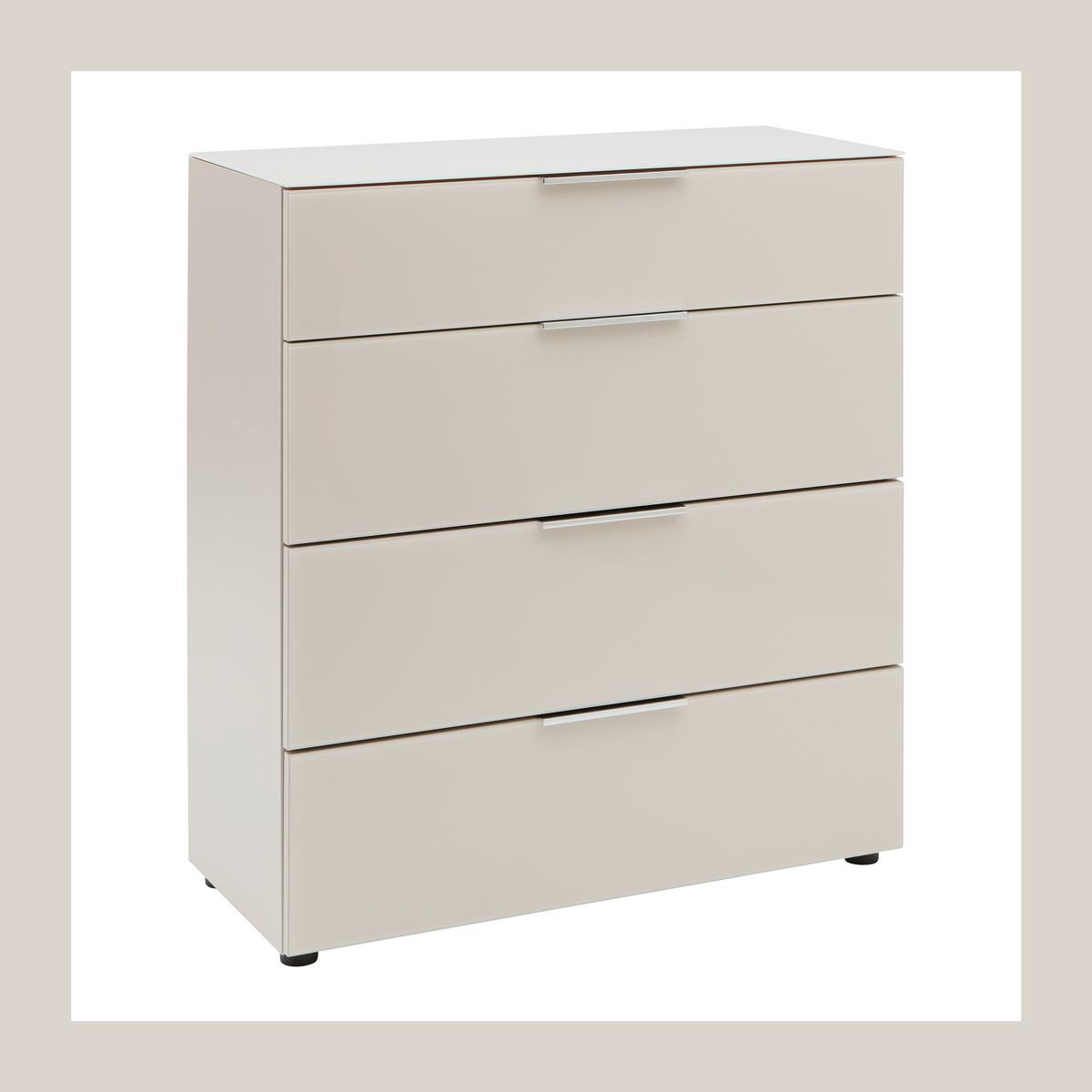 Kommode Siena Kaschmir - Chromfarben/Kaschmir, Modern, Glas/Holzwerkstoff (90/99/40cm) - Mömax