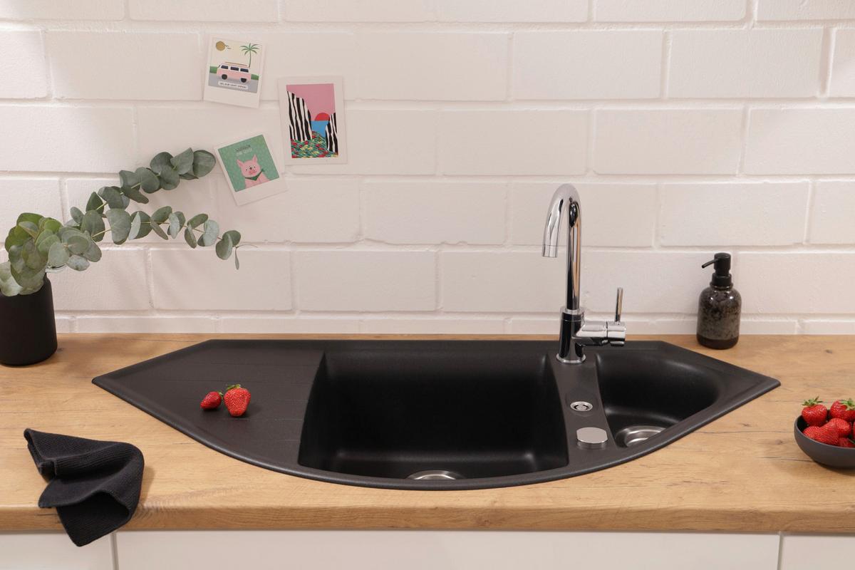 Pomivalno Korito Arlington, 110x52cm - črna, Basics, kamen (110,5/19,5/52cm) - Respekta