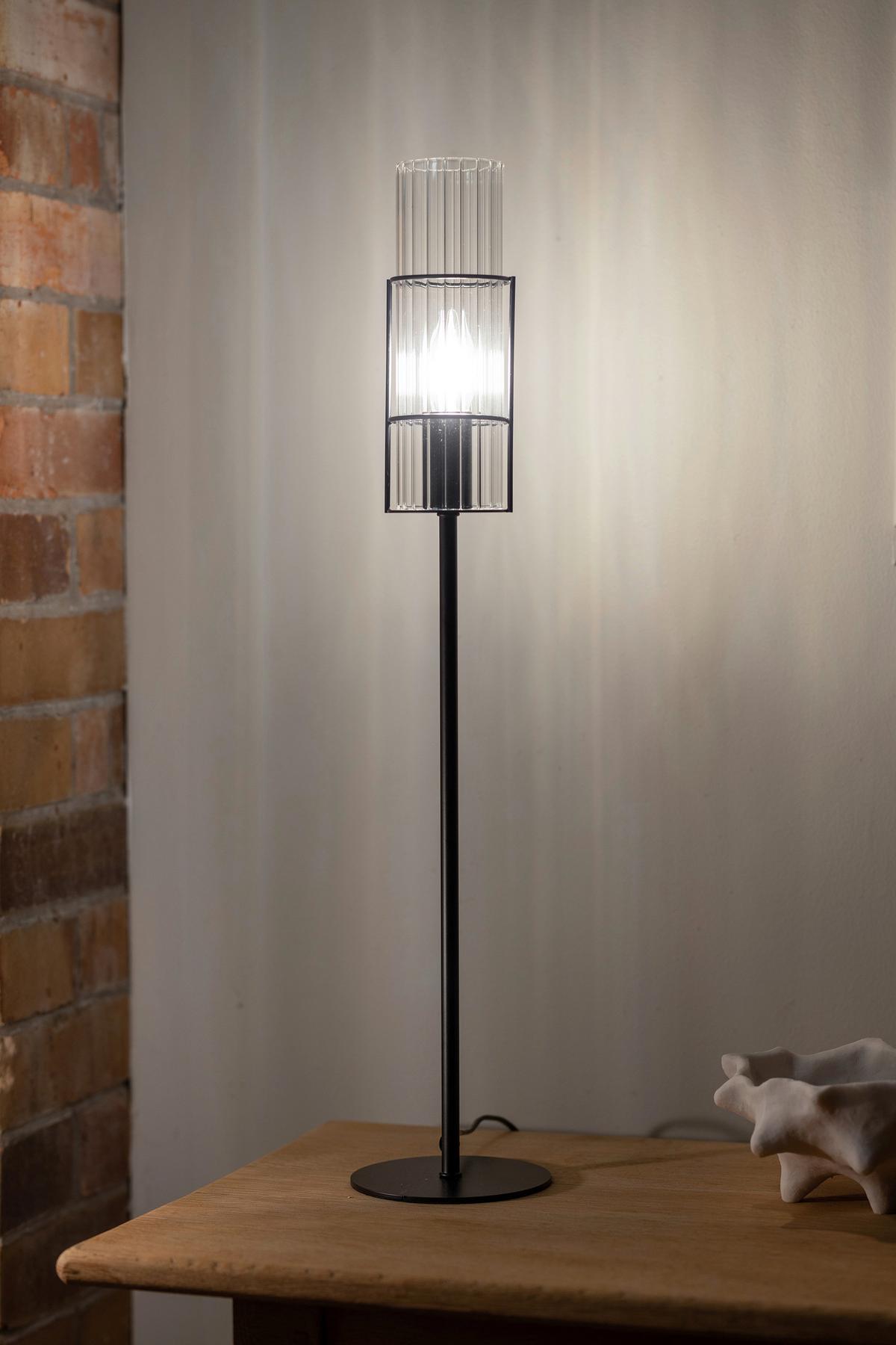 Tischleuchte Tubo Table Schwarz max. 40 Watt - Transparent/Schwarz, Basics, Glas/Metall (13/13/65cm) - Markslöjd