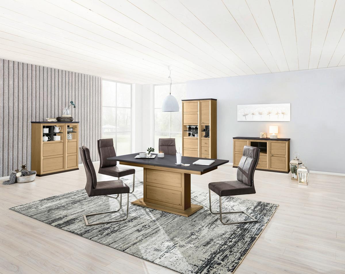 KOMODA WYSOKA BENTON - ciemnoszary/dąb artisan, Romantik / Landhaus, materiał drewnopochodny/metal (110/134/43cm) - Hom`in