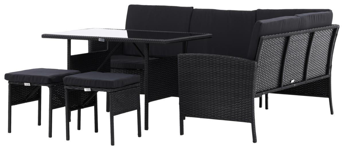 Dining-Loungeset Knock Schwarz - Schwarz, KONVENTIONELL, Kunststoff - Gardenson