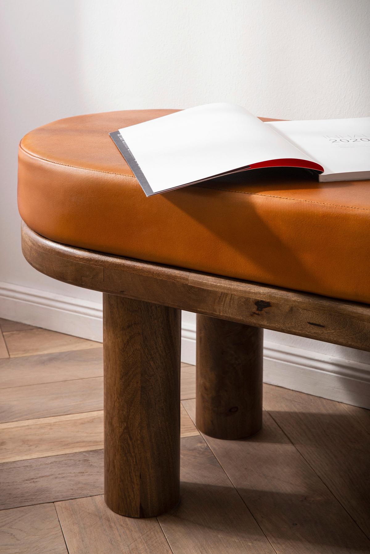 Klop Ziege, Pravo Usnje - rjava, Design, les/usnje (140/47/40cm) - Livetastic