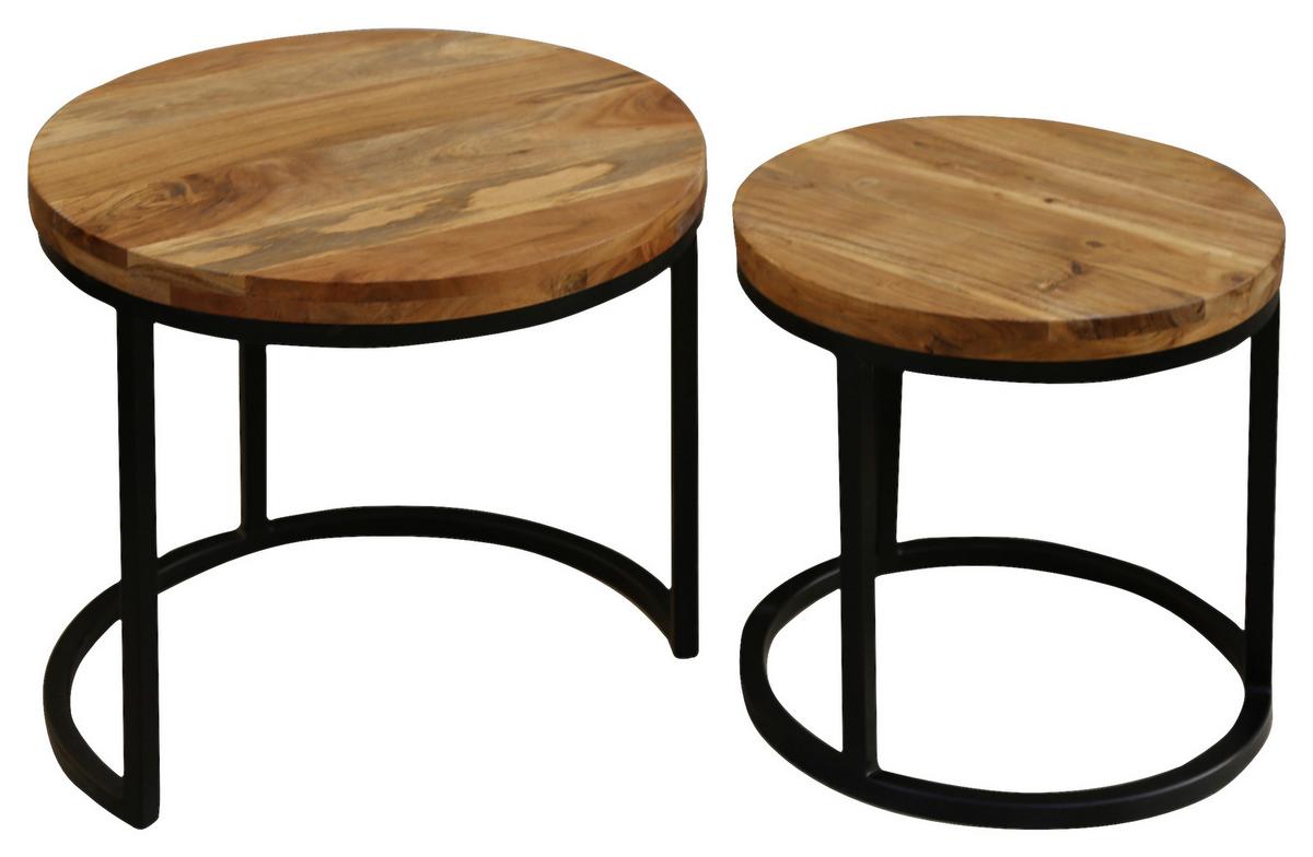Satztisch Selma in Schwarz/Akazienfarben - Schwarz/Akaziefarben, MODERN, Holz/Metall - MID.YOU