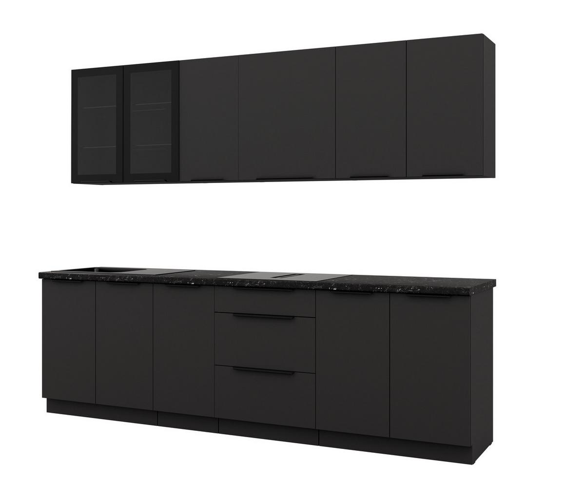 Blok Kuhinja Siena - crna, Moderno, staklo/metal (260/210/60cm) - Modern Living
