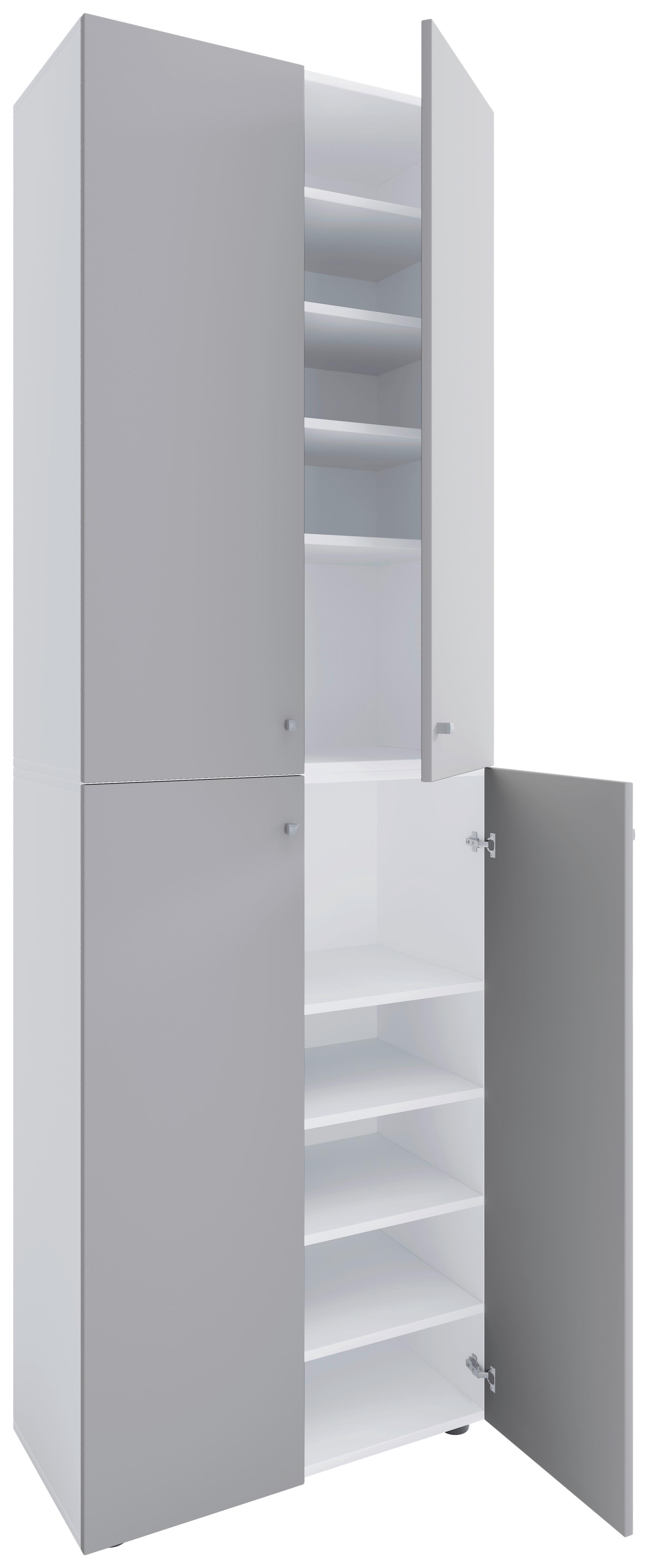 Schuhschrank Lona 2xl 10 Dt - Weiss/Silberfarben, Design, Holzwerkstoff/Kunststoff (70/220/40cm) - MID.YOU