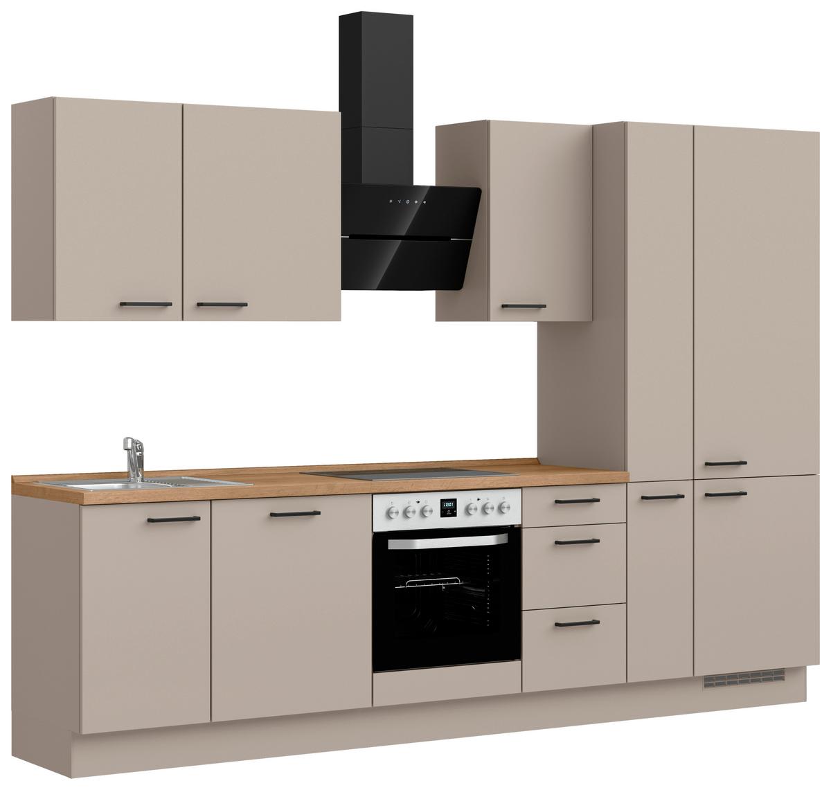 Küchenleerblock Easytouch High o. Geräte Sandfarben - Sandfarben/Eichefarben, MODERN, Holzwerkstoff/Metall (300cm) - Nobilia